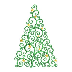 Christmas Tree Embroidery Design - Swirl Christmas Tree Embroidery Design - Christmas Embroidery Pattern - Machine Embroidery Design