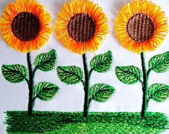 Fringe Sunflowers Embroidery Design: Floral Pattern (Instant Download)