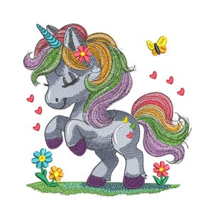 Unicorn Embroidery Design: Colorful Machine Embroidery Pattern (Instant Download, 3 Sizes)