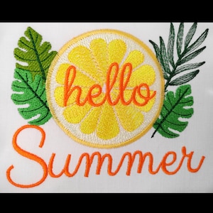 Hello Summer Embroidery Design - Tropical Embroidery Pattern - Palm Leaves Embroidery Design - Instant Download