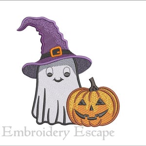 Cute Halloween Ghost embroidery design, pumpkin embroidery file, Instant Download
