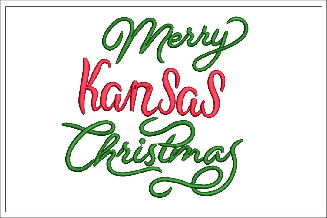 Christmas Kansas Embroidery File, Christmas Embroidery Design, Merry