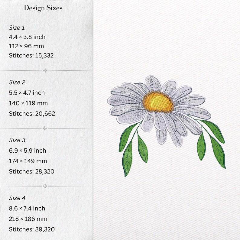 Daisy Embroidery Design – Floral Machine Pattern (Instant Download) image 2