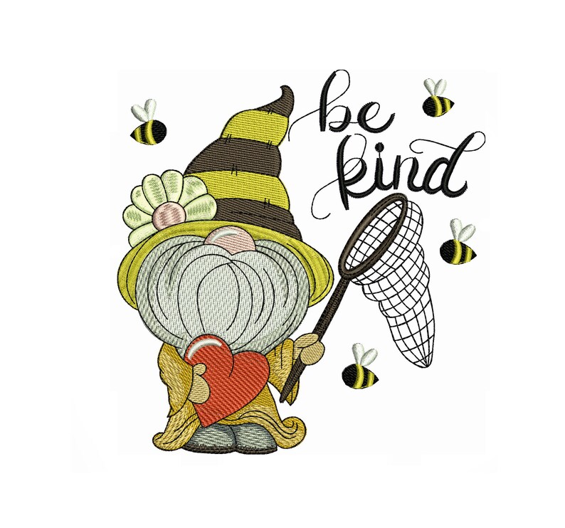 Bee kind gnome embroidery cute gnome embroidery gnome file  etsy Bee kind gnome embroidery cute gnome embroidery gnome file  etsy