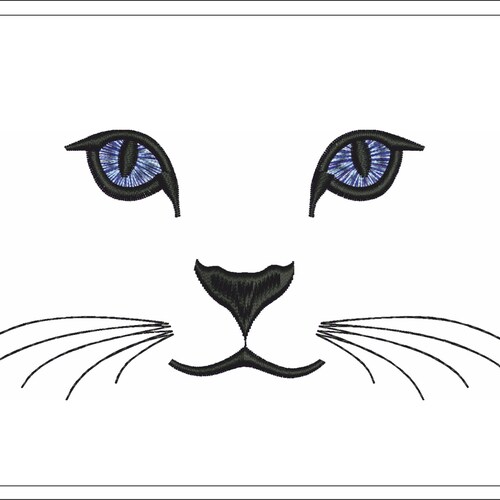 Cat Embroidery File Cat Face Embroidery Design Cat Eyes Etsy