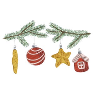Christmas Balls Embroidery Design - Christmas Tree Embroidery Pattern - Branch Embroidery Design - Machine Embroidery Design