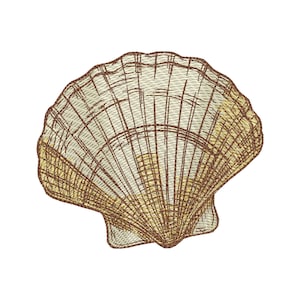 Shell Embroidery Design - Scallop Shell Embroidery Pattern - Holiday Vibe Embroidery Design - Beach Embroidery Design - Instant Download
