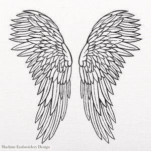 Angel Wings Embroidery Design: Large Sketch Embroidery Pattern (Instant Download)