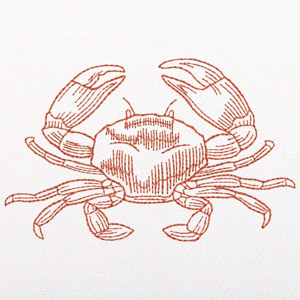 Crab Embroidery Design: Sea Life Sketch Pattern (Instant Download)