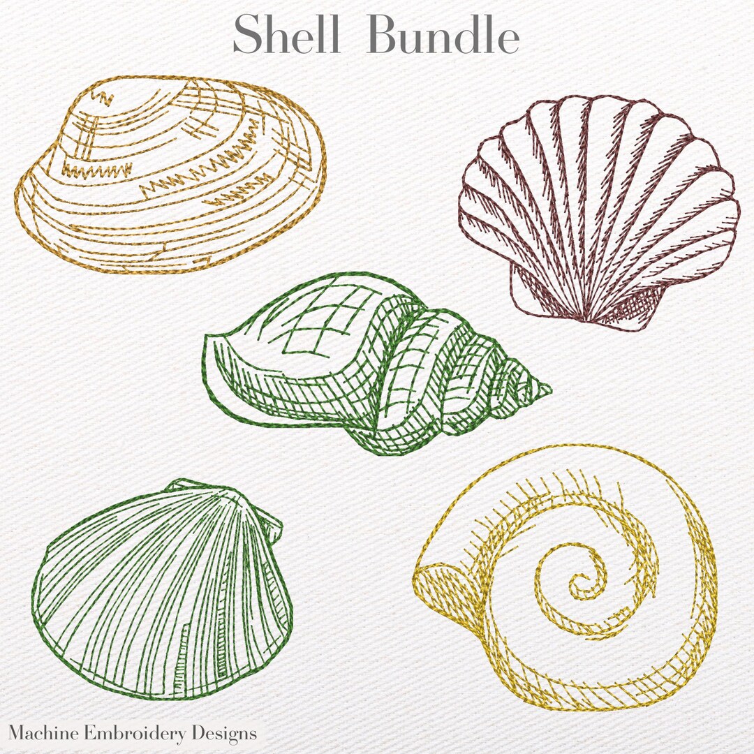 Mini Sea Shells Embroidery Designs: Machine Embroidery Pattern (instant ...