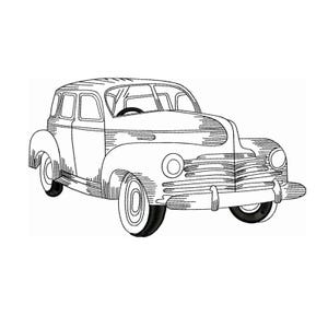 Vintage Car Embroidery Design: Classic Auto Sketch (Instant Download)