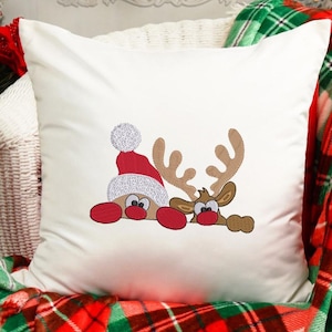 Santa and Rudolph Embroidery Design: Christmas Machine Embroidery Pattern (Instant Download