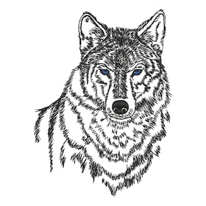 Wolf Sketch Embroidery Design: Animal Embroidery Pattern (Instant Download)