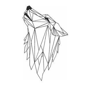 Geometric Wolf Embroidery Design: Sketch Animal Pattern (Digital Download)