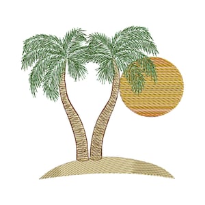Palm Trees Embroidery Design - Beach Embroidery Pattern - Machine Embroidery File - Instant Digital Download