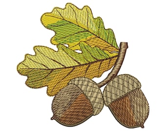 Disegno ricamo ghiande - Disegno ricamo foresta - Motivo ricamo natura - File ricamo macchina - Download immediato