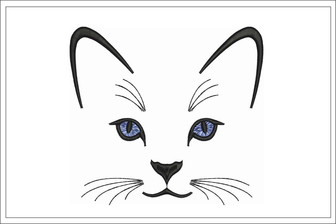 Cat Face Embroidery File, Cat Eyes Embroidery Design, Cat Face Machine