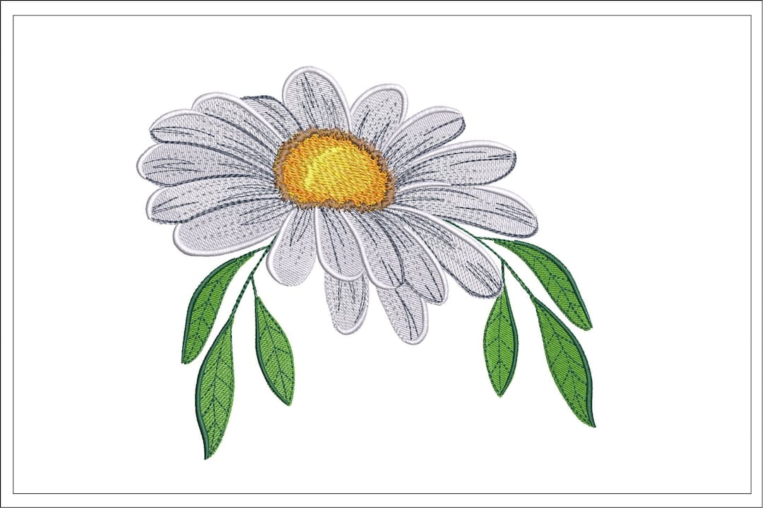 Daisy Embroidery File, Spring Flower Embroidery Design, Machine