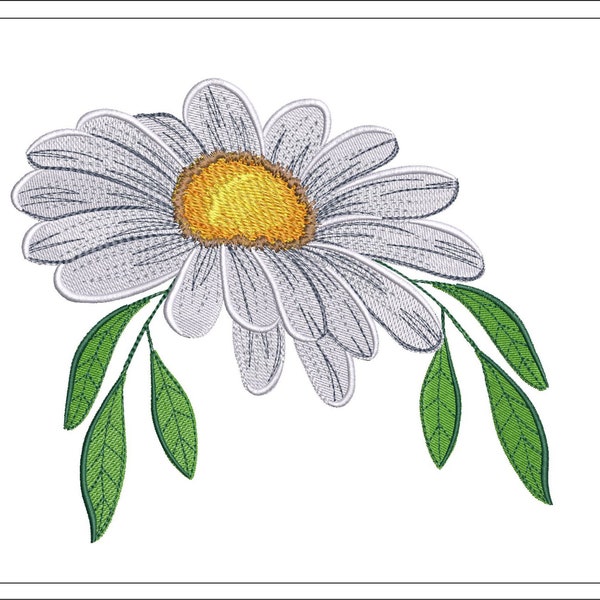 Daisy embroidery file, Spring flower embroidery design, machine embroidery file, Instant Download,