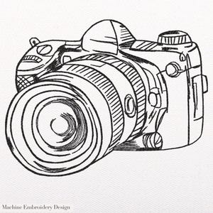 Camera Sketch Embroidery Design: Machine Embroidery File (Instant Download)