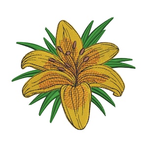 Lily Flower Embroidery Design: Floral Pattern (Instant Download)