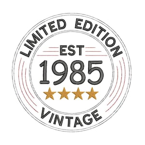 40th Birthday Embroidery Design: Born in 1985 Retro Pattern (Instant Download, PDF Worksheet Included