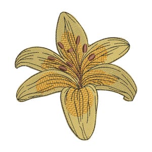Lily Embroidery Design - Floral Embroidery Pattern - Nature Embroidery Design - Garden Flower Embroidery - Machine Embroidery Design