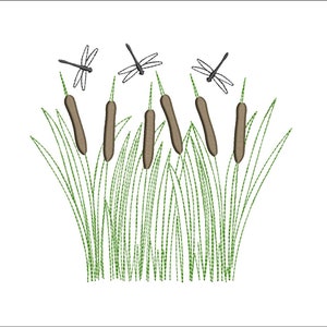 Cattail embroidery design, wildflowers embroidery file, 3 sizes, machine embroidery design, Instant Download,