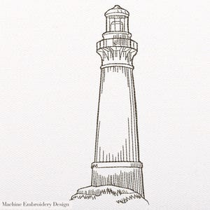 Motif de broderie phare : motif de croquis nautique (téléchargement instantané)