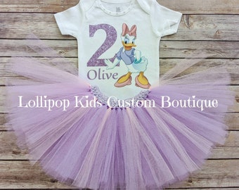 Daisy Duck white short sleeve Birthday Shirt and/or Tutu*