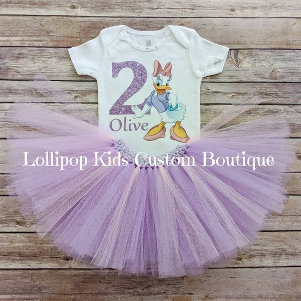 Daisy Duck white short sleeve Birthday Shirt and/or Tutu*