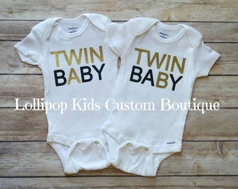 Twin baby A & B bodysuit set *vinyl*
