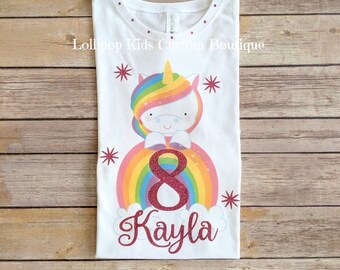 Unicorn over Rainbow, white short sleeve shirt*