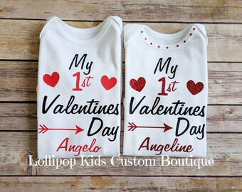 My 1st Valentines Day white short sleeve shirt only (one shirt only) (tutu sold separately)