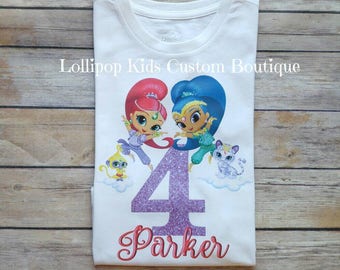 Shimmer and Shine Birthday white short sleeve shirt*