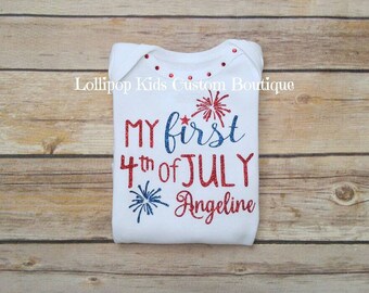 My 1st Fourth of July white short sleeve top