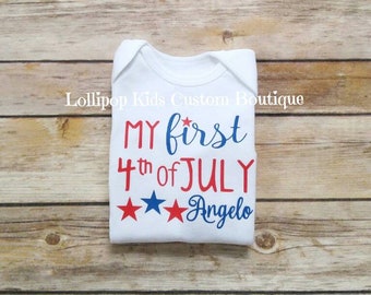 My 1st Fourth of July white short sleeve top