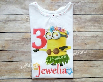 Hawaiian Minion Birthday short sleeve shirt*