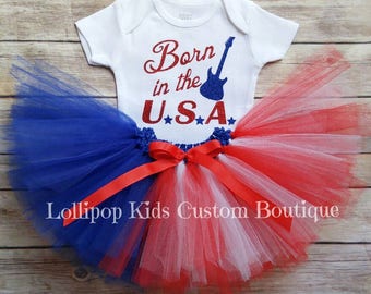 Born in the USA white short sleeve top and/or tutu