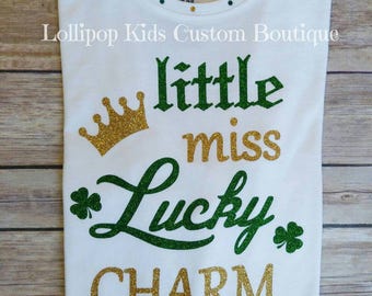 Lucky Charm *glitter vinyl* white short sleeve shirt*