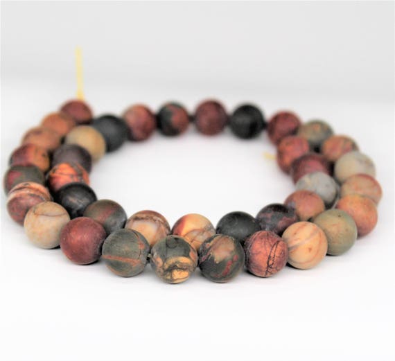8MM PICASSO JASPER GEMSTONE MATTE BROWN ROUND LOOSE BEADS 15.5/"