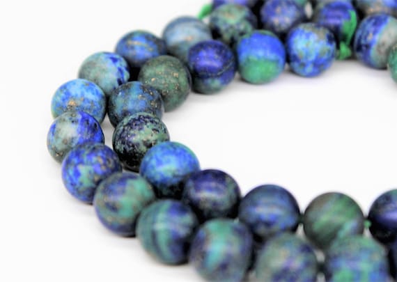 Matte Azurite Chrysocolla Gem Beads For Bracelet Necklace Jewelry Beadwok 6-10mm