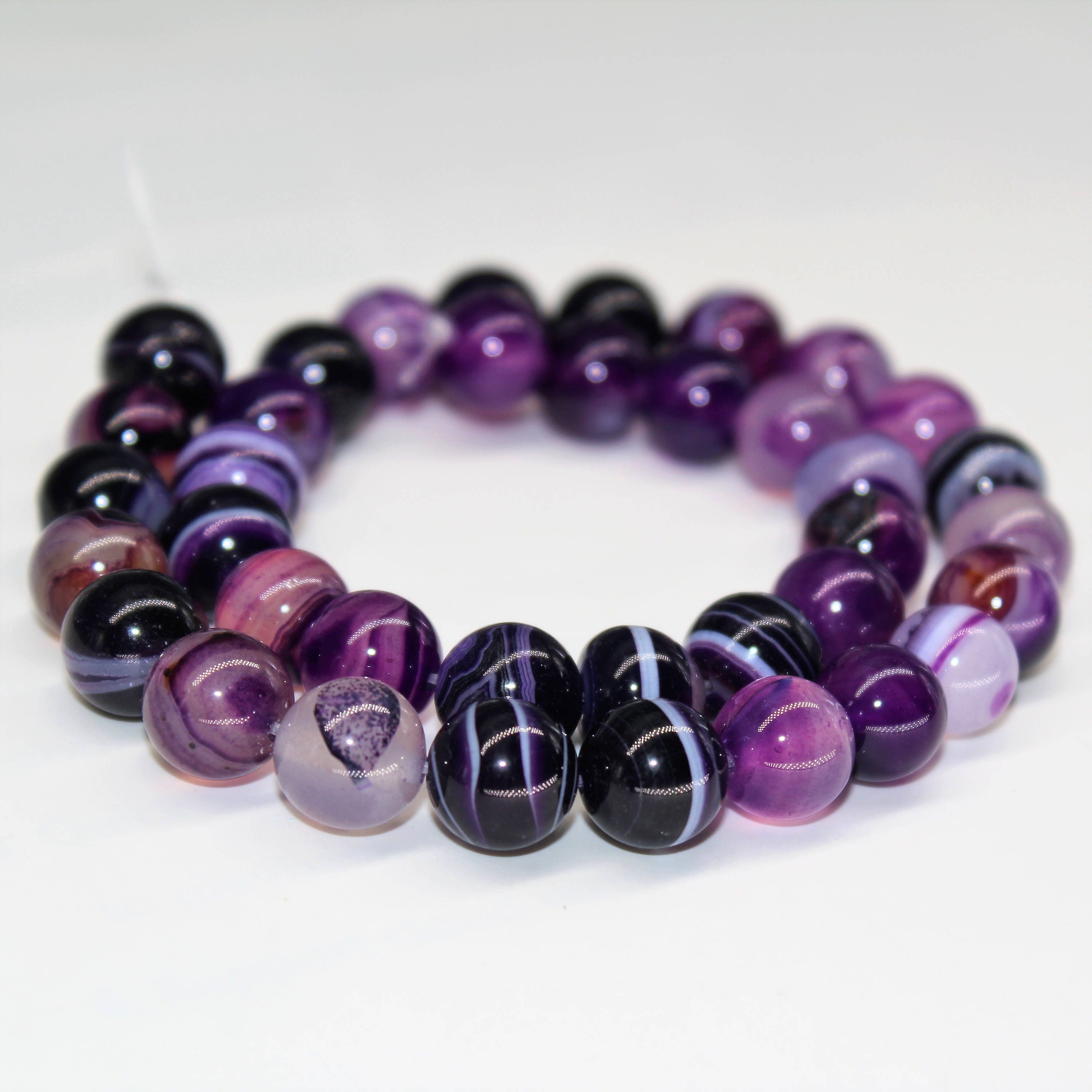 Purple Stripe Agate Gemstone Round Loose beads 6/8/10mm | Etsy