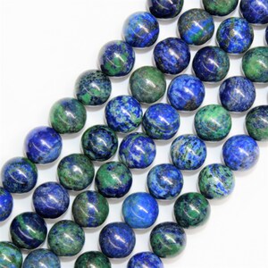 2mm Hole Azurite Chrysocolla Natural Shining Gemstone Round Loose beads 8/10/12mm 15.5" per Strand