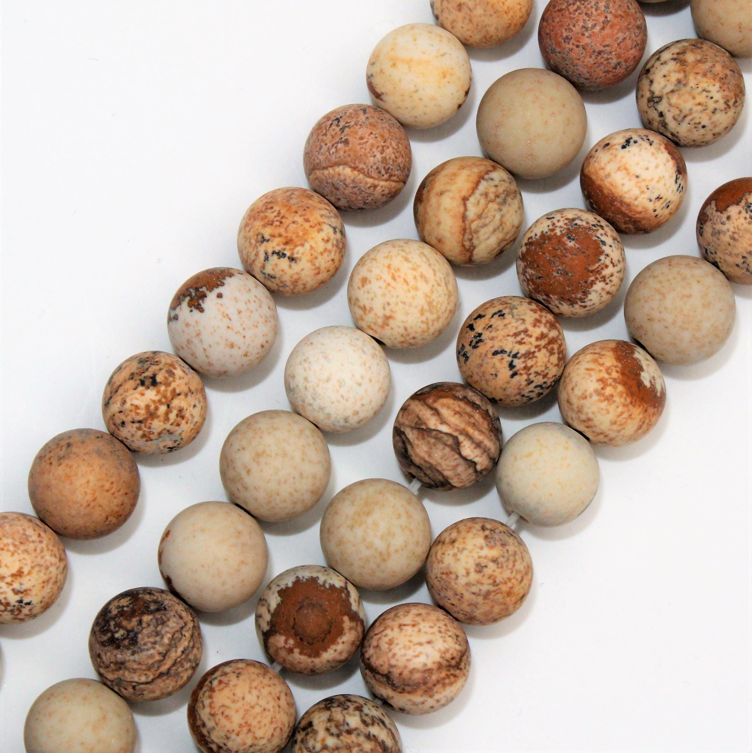 2mm Hole Matte Picture Jasper Gemstone Round Loose Beads Etsy