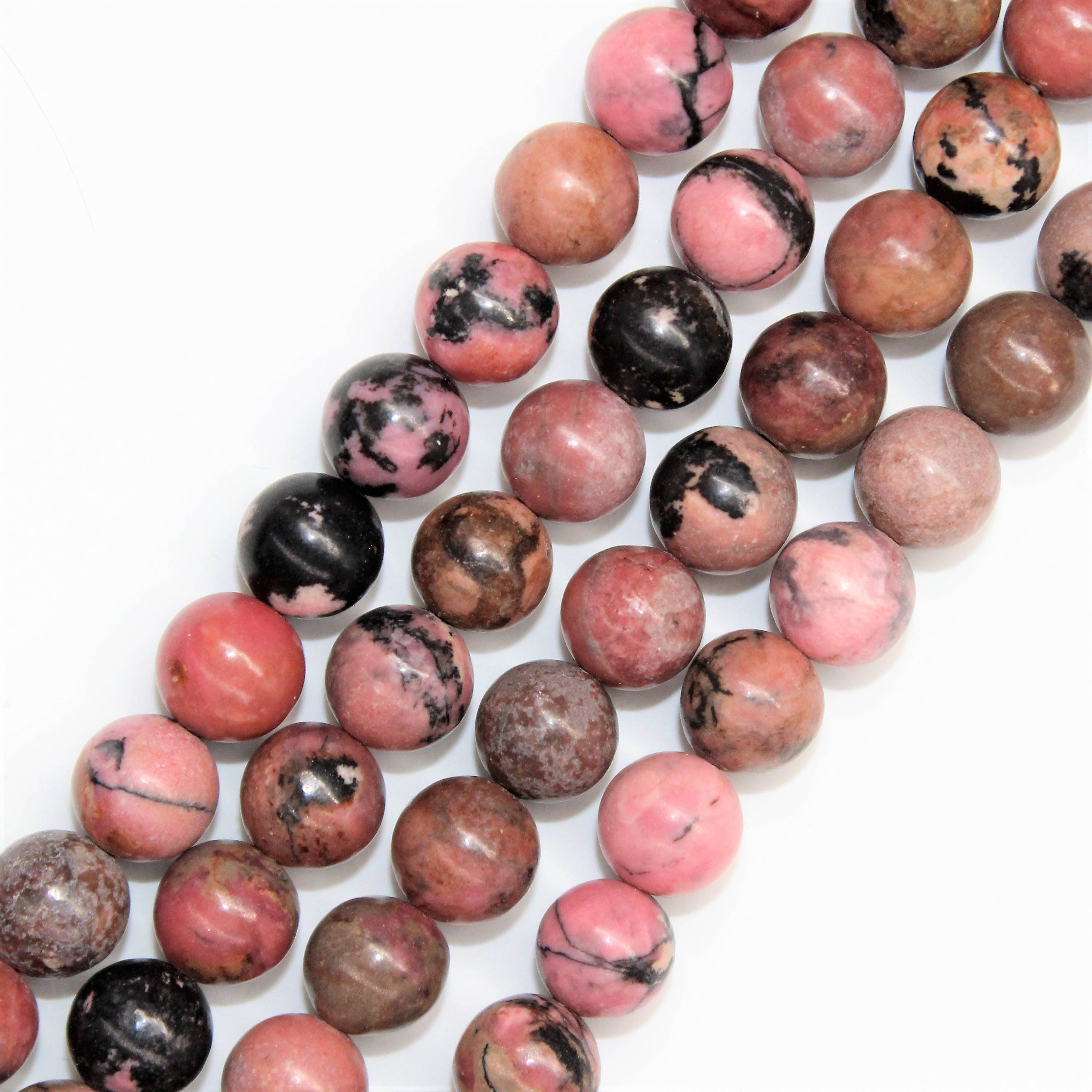 2mm Hole Rhodonite Gemstone Round Loose beads 8/10/12mm | Etsy