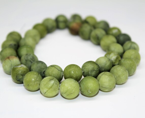 Matte Green Jade Gemstone Beads For Bracelet Necklace Jewelry Beadwork 6//8//10mm