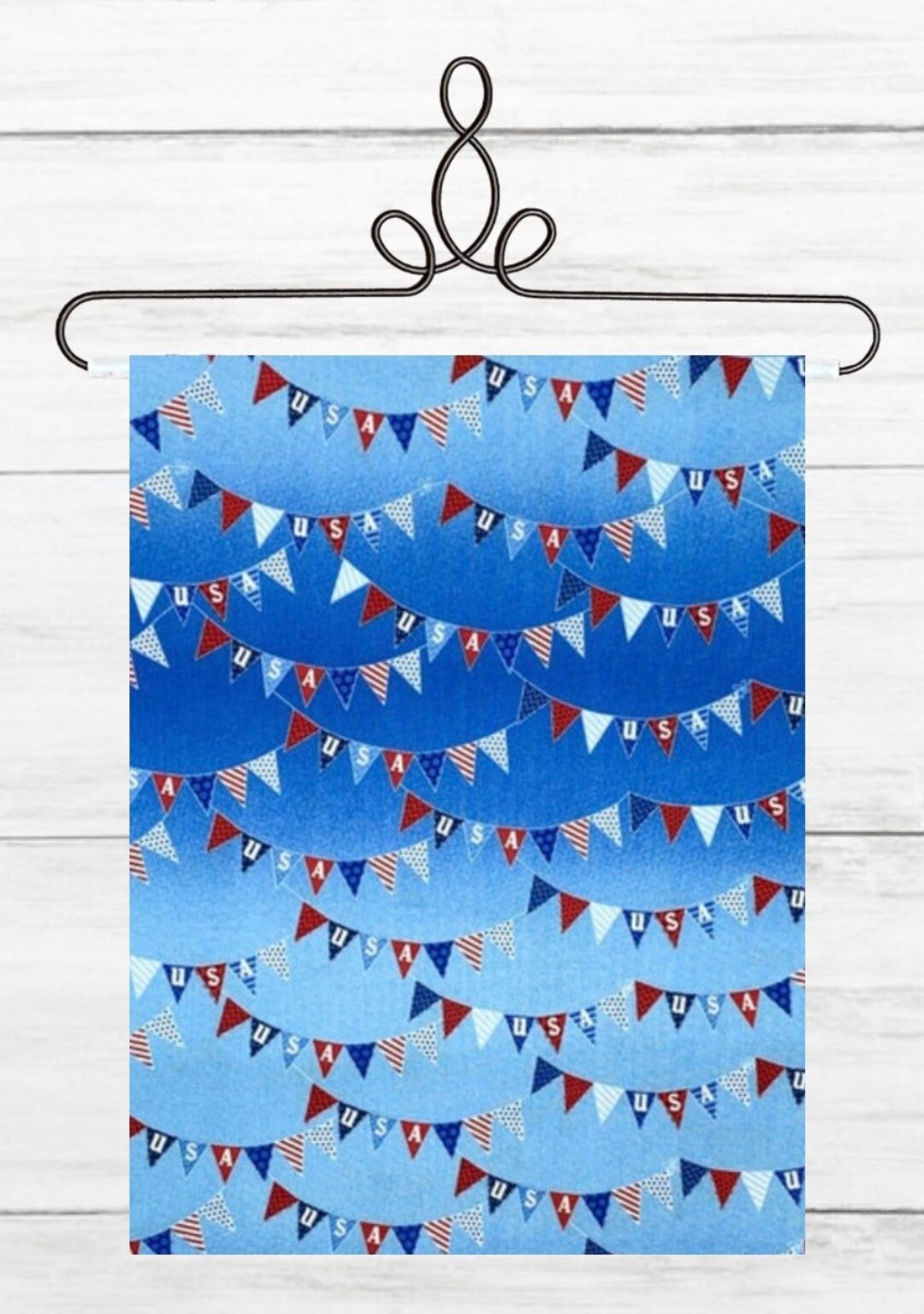 Patriotic Red, White and Blue Bunting Fabric, Flag Fourth of July