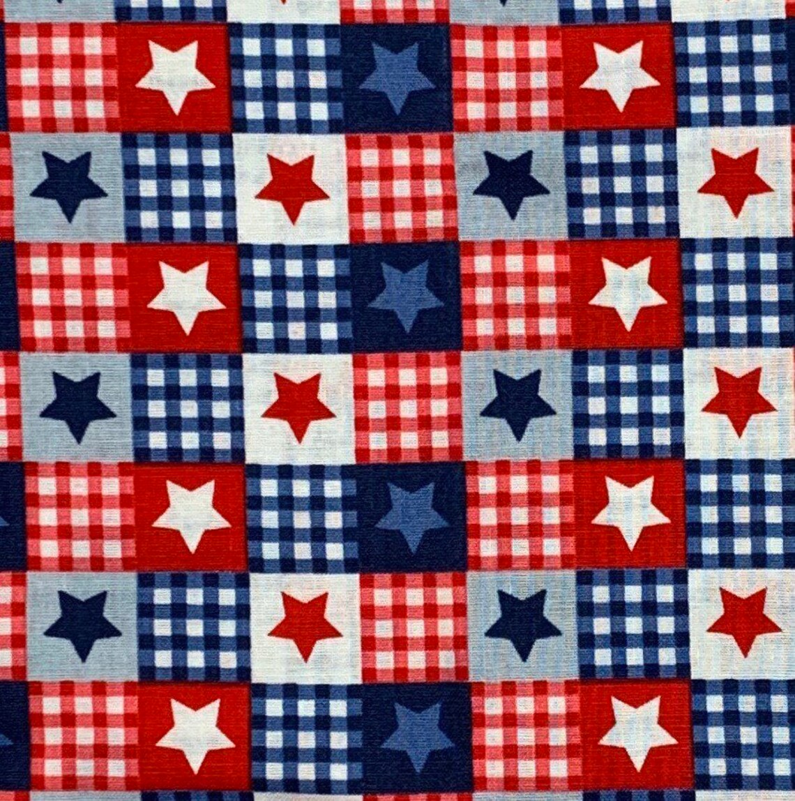 4th of July Fabric Patriotic Patchwork Red White and Blue - Etsy