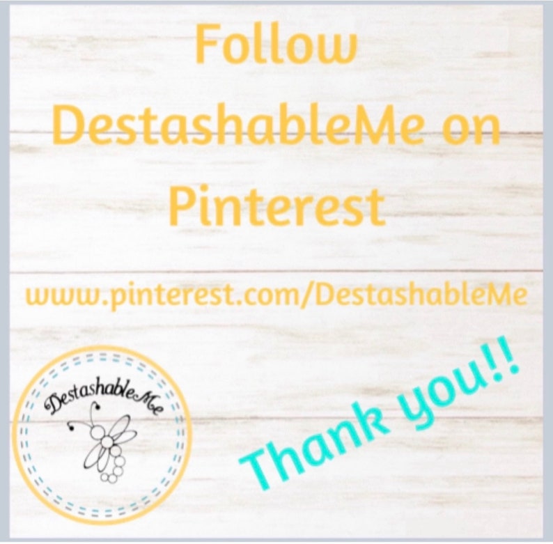 May include: Image with text that says "Follow DestashableMe on Pinterest" and "Thank you!!". The website address www.pinterest.com/DestashableMe is also visible. A logo with a butterfly and grapes is in the image.